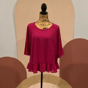 A New Day Fuchsia Ruffle Top